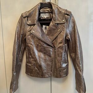 Reiss Shimmering Bronze Leather Jacket